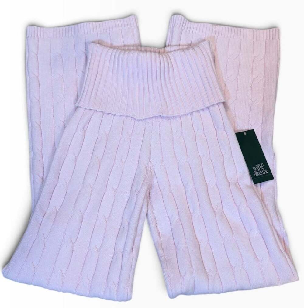 Wild Fable Cable Knit Flare Pants Size XS Pink Sweater Lounge
